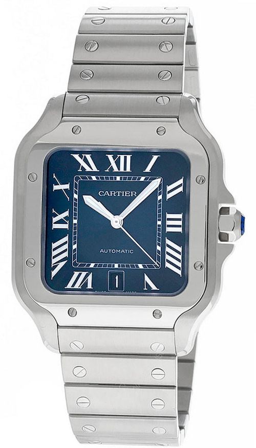 CARTIER Santos De Cartier Large AUTO 39.8MM SS Blue Dial Men's Watch WSSA0030