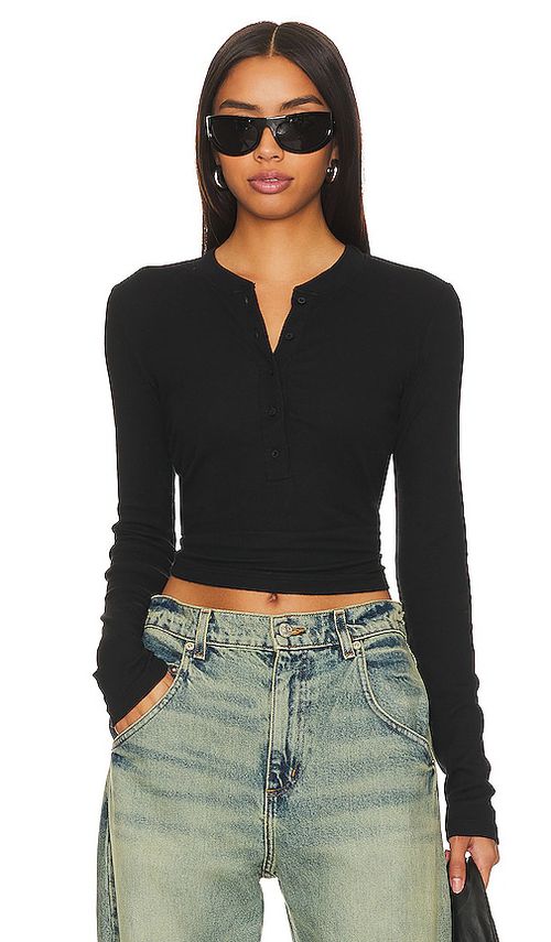 COTTON CITIZEN Verona Henley Shirt in Black. - M also in