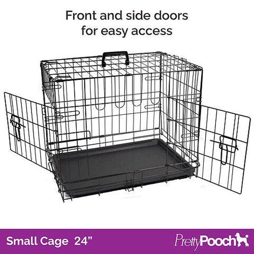 Pretty Pooch Dog Crate Small Cage Puppy Cat Pet Training Tray and Bed With Two Glove