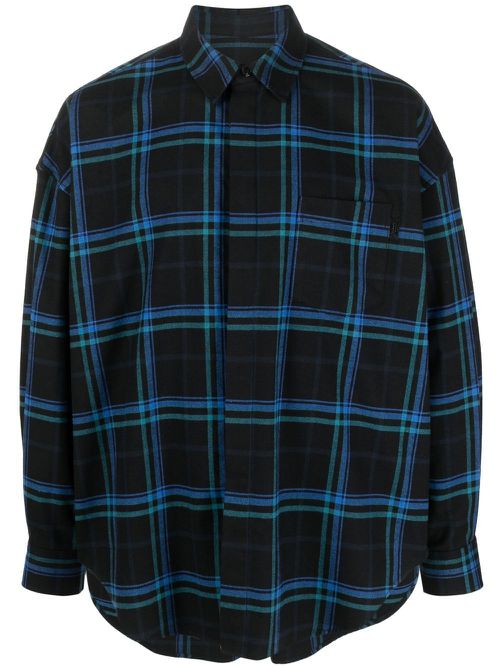 Checked chest-pocket shirt - Blue