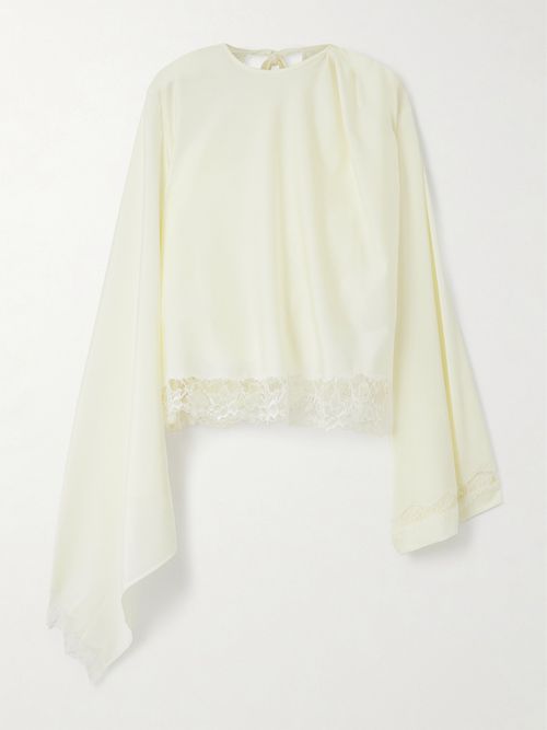 Lace-trimmed Satin Blouse - Ivory