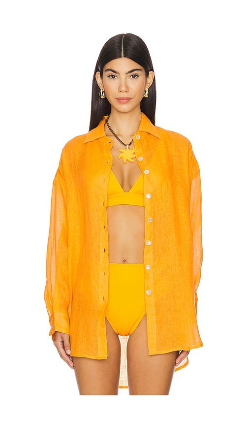 Vitamin A Playa Boyfriend Shirt in Orange.  XS. Also in