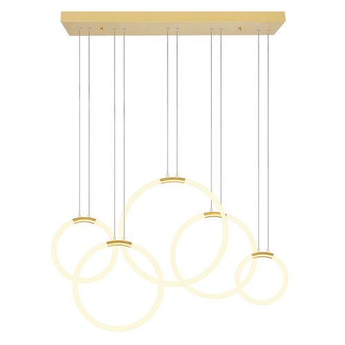 Satin Gold LED Chandelier from the Hoops Collection