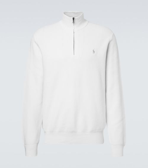 Logo cotton half-zip sweater