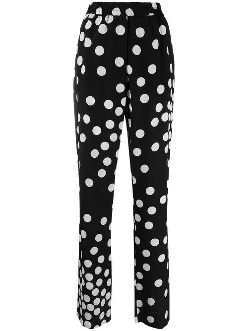 Polka-dot straight-leg trousers - Black