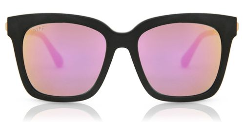 DIFF Bella /S Polarized matte black+pink mirror polarized lens Women’s Sunglasses Black