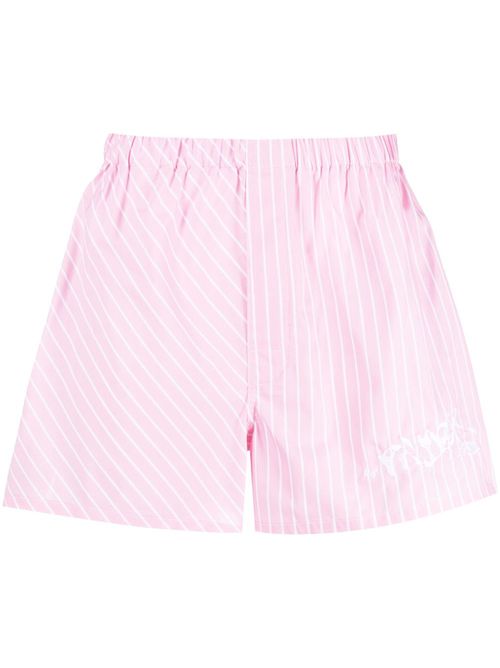 Embroidered-logo striped shorts - Pink