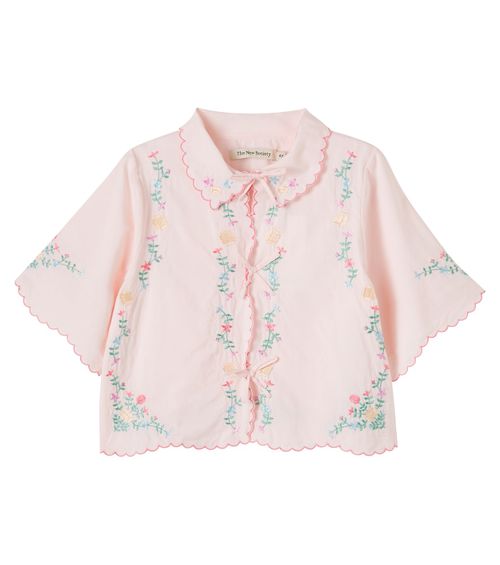 Orchid floral embroidered cotton blouse