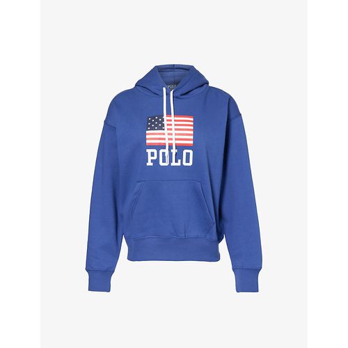 Womens Charter Blue American Flag-print Cotton-blend Jersey Hoody