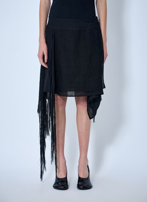 Asymmetric Fringe Skirt