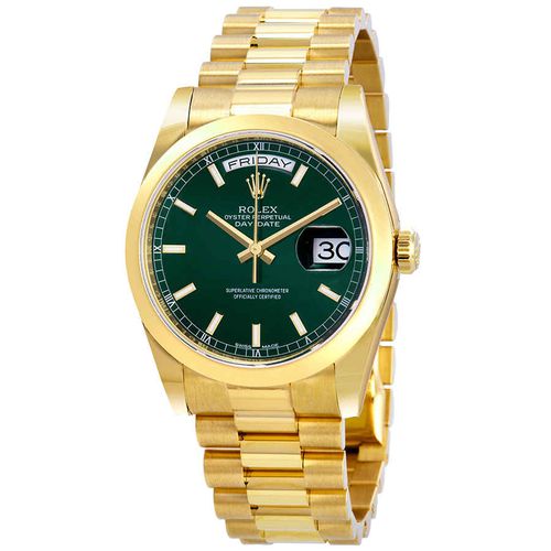 Day-Date Automatic Green Dial Mens 18kt Yellow Gold President Watch 118208GNSP