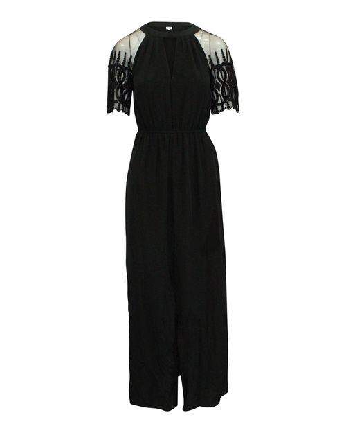 Alice by Lace Sleeve Maxi Dress in Black Cotton