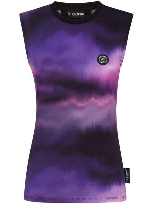 Tie-dye pattern sleeveless tank top - Purple
