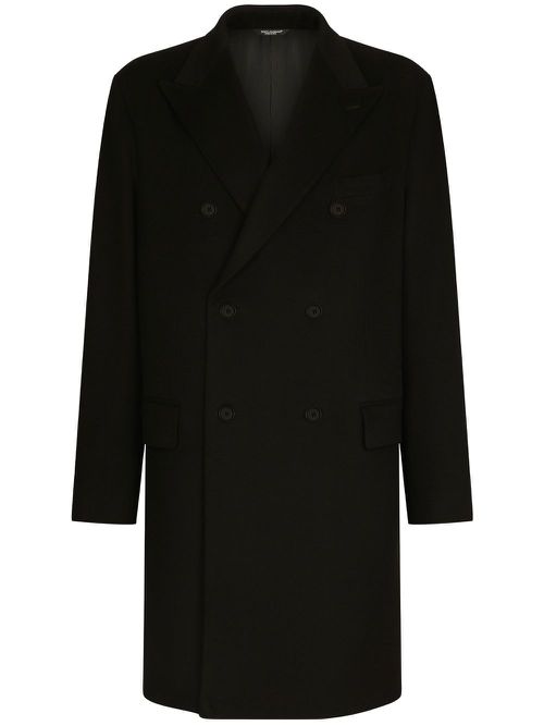 Double-breasted wool coat - Black