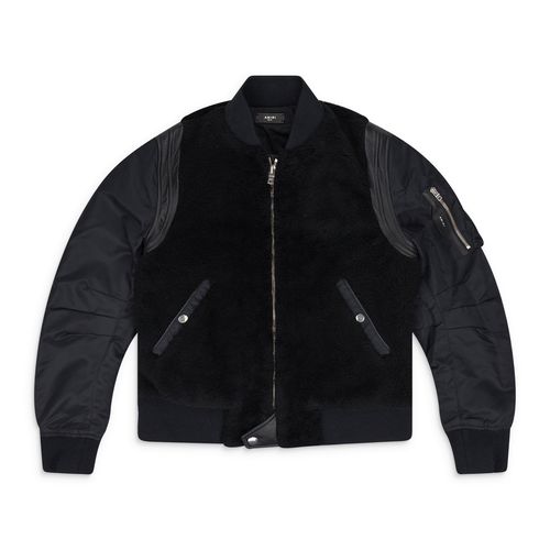 Black Shearling Bomber Jacket