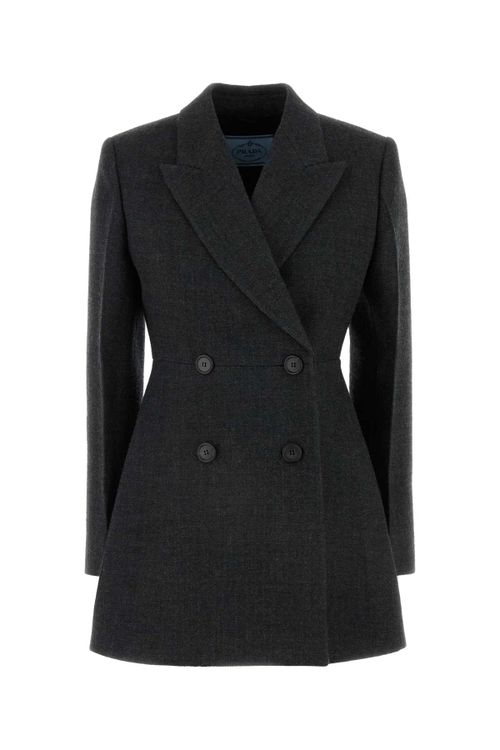 Double-Breasted Wool Blazer — Gray
