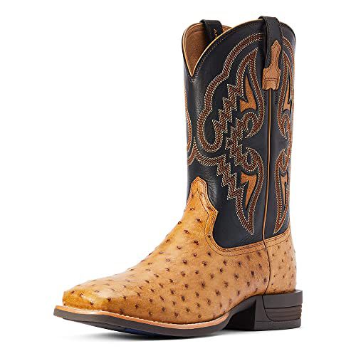 Ariat BMVY9 Mens Dagger Western Boot Dark Tabac Full Quill Ostrich/Tannin