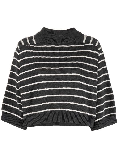 Striped cotton jumper - Grey