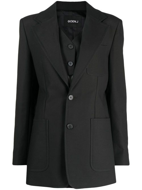 Notched-lapels single-breasted blazer - Black