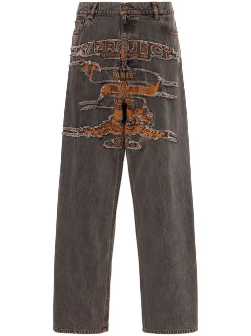 Distressed straight-leg jeans - Grey