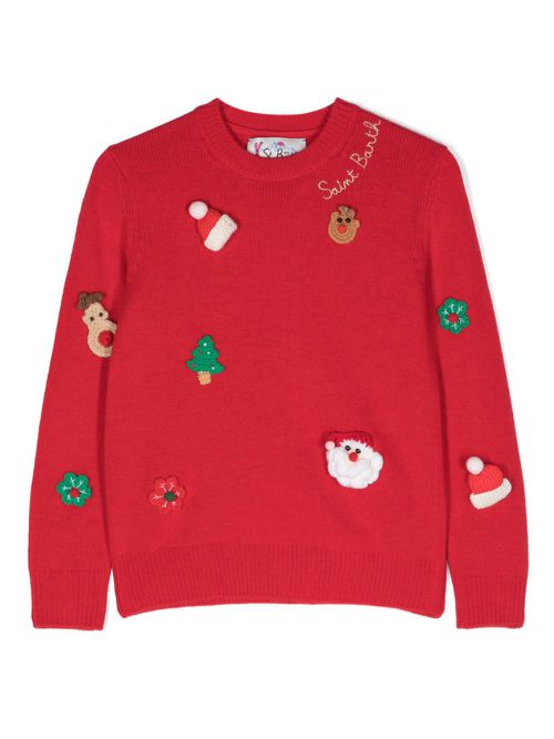 Embroidered crew-neck jumper