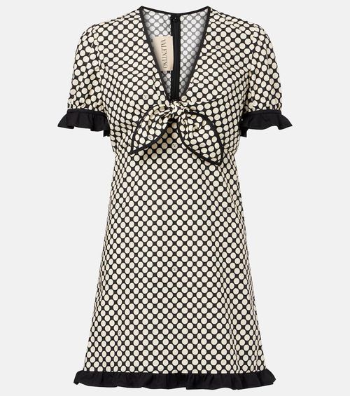 Ruffled polka-dot cotton poplin minidress