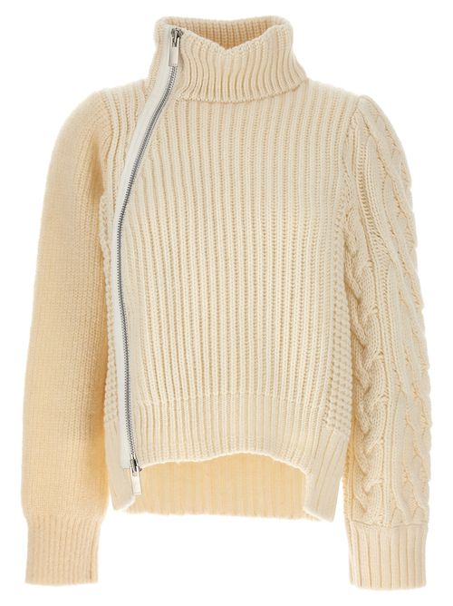 -Zip Detail Sweater Maglioni Bianco-Donna