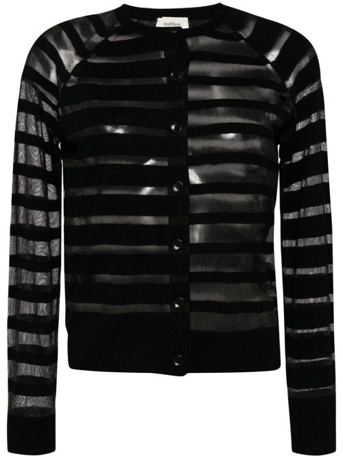 Striped long-sleeve cardigan - Black