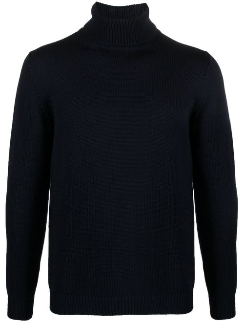 Roll-neck merino jumper - Blue