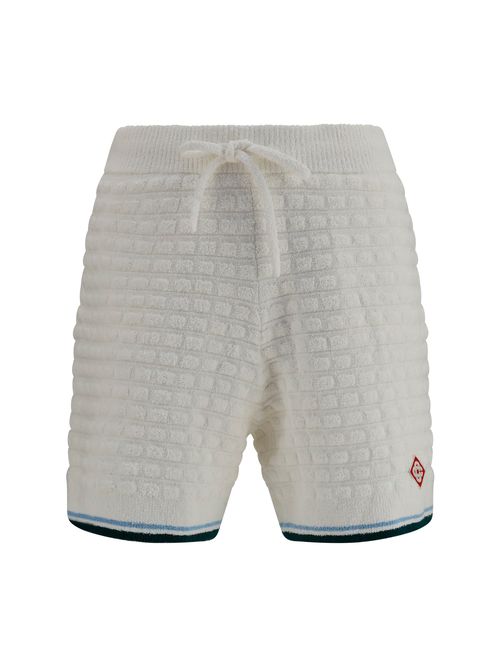 Bouclé Textured Bermuda Shorts — White