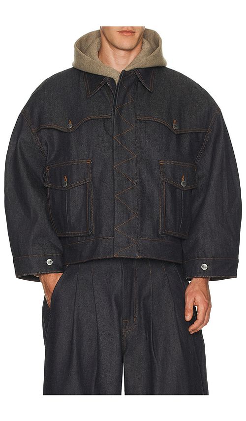 Art Community Reversible 7 Pocket Japanese Denim Jacket in Indigo & Brown. XL/1X also in L
