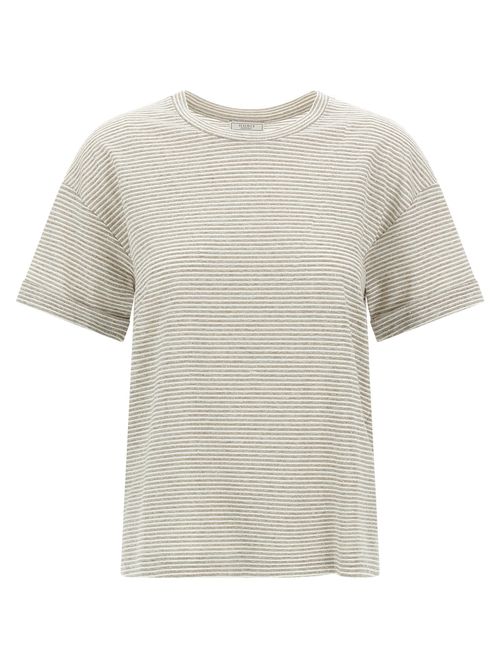 Striped Lamé T-shirt — White
