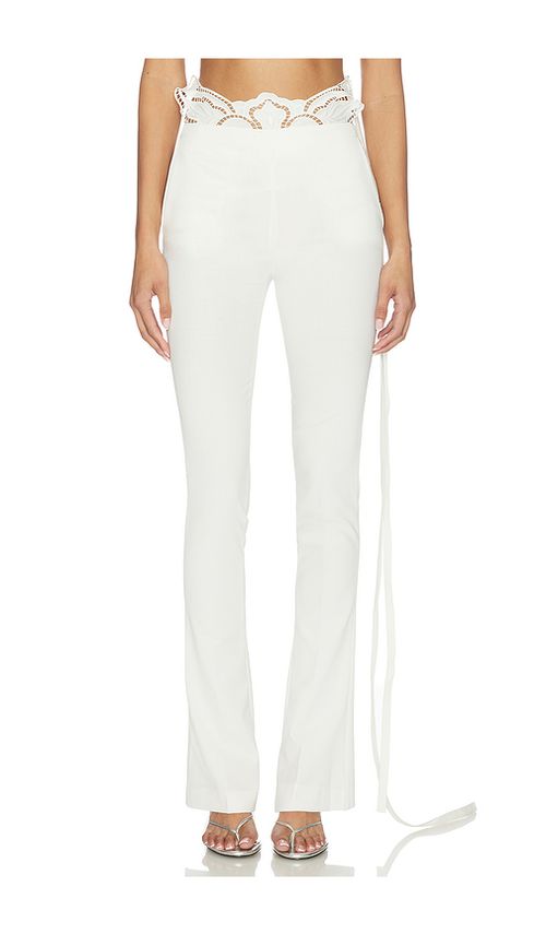 Blumarine Compact Tailor Pant in White. 36. Also