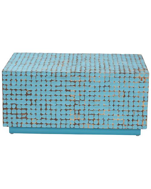 Baxton Studio Nitza Bohemian Coconut Shell & Acacia Wood Coffee Table