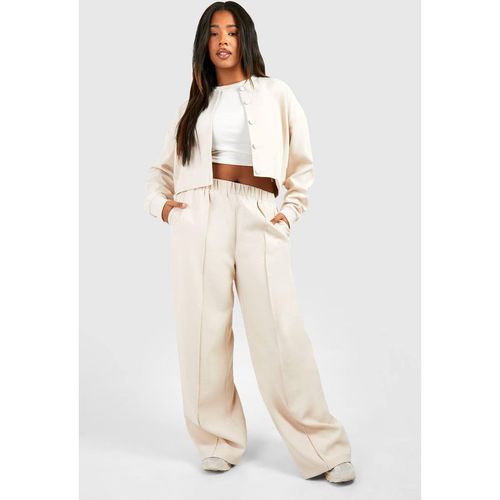 Womens Plus Tailored Seam Front Slouchy Wide Leg Trousers - Cream - 20, Cream