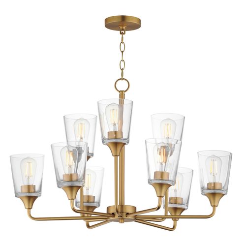 Natural Aged Brass Chandelier from the Hudson Collection