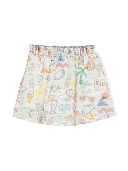 Illustration-style print skirt - White