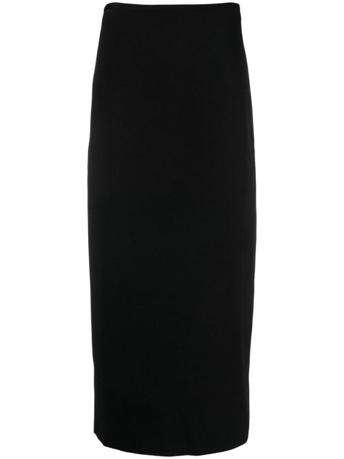 Mid-rise straight midi skirt - Black