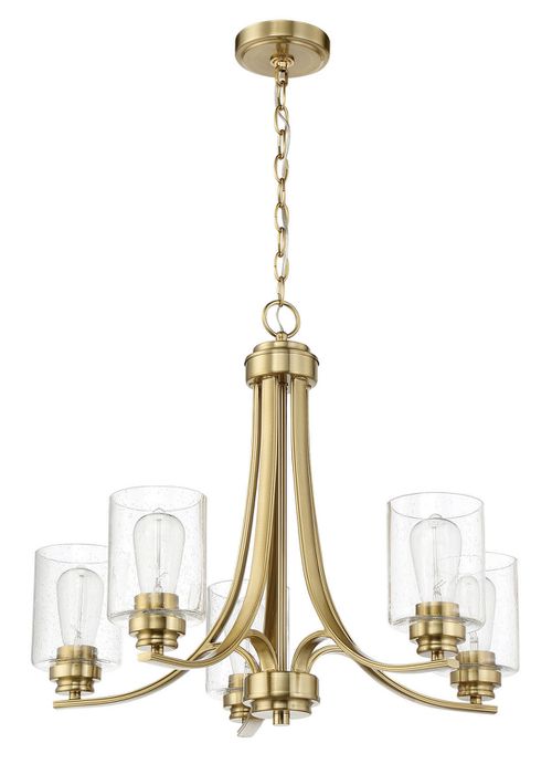 Satin Brass Five Light Chandelier from the Bolden Collection