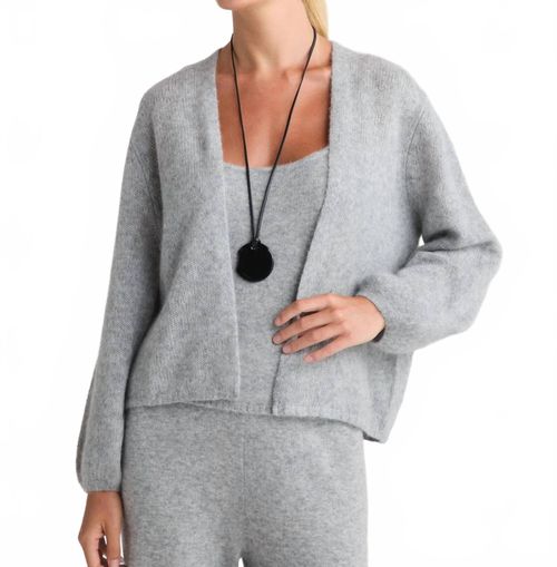 Juniper Balloon-Sleeve Open Cardigan In Flint Gray