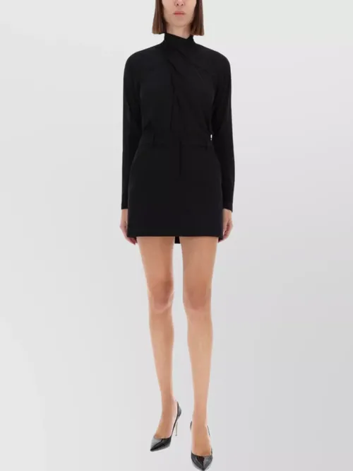 Versace Jeans Couture - draped front mock neck long sleeve top