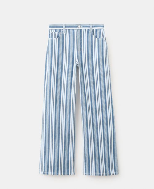 Women's Straight Striped Jeans - Blue