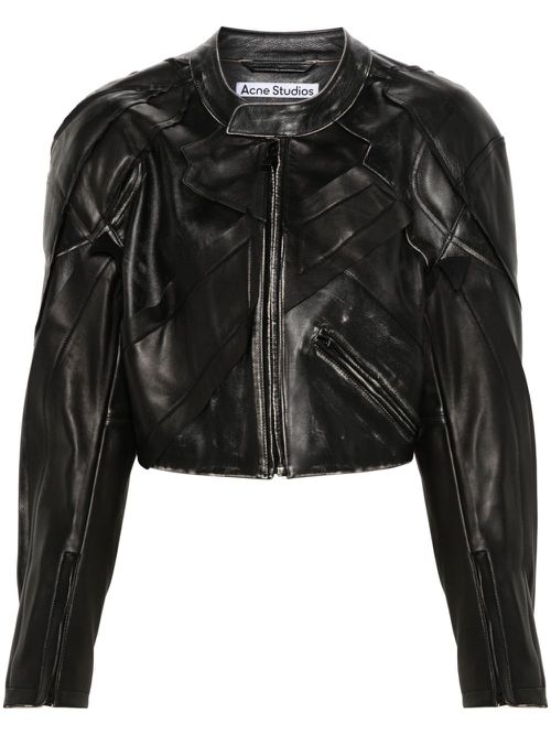 Patchwork leather jacket - Black