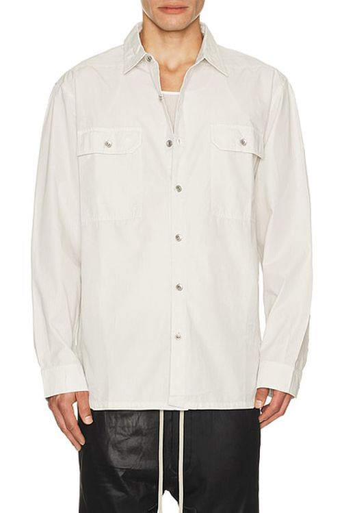 DRKSHDW by Rick Owens Jumbo Outershirt in Milk Wash - White. XL/1X also in