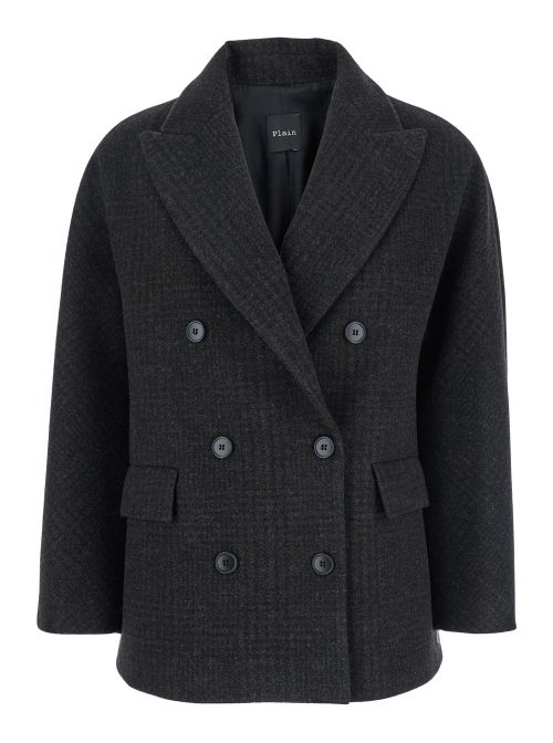 Double-Breasted Wool Blend Blazer — Brown