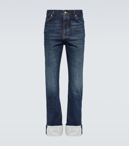 Fisherman straight turn-up jeans