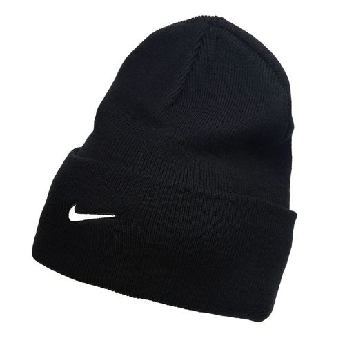 Peak Swoosh Cuffed Beanie Knit Hat Shoes (Black/White)