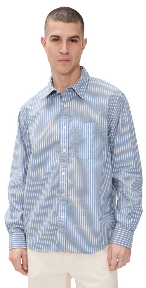 Long Sleeve Poplin Shirt Blue Stripe
