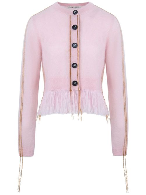 Contrast-stitch cardigan - Pink