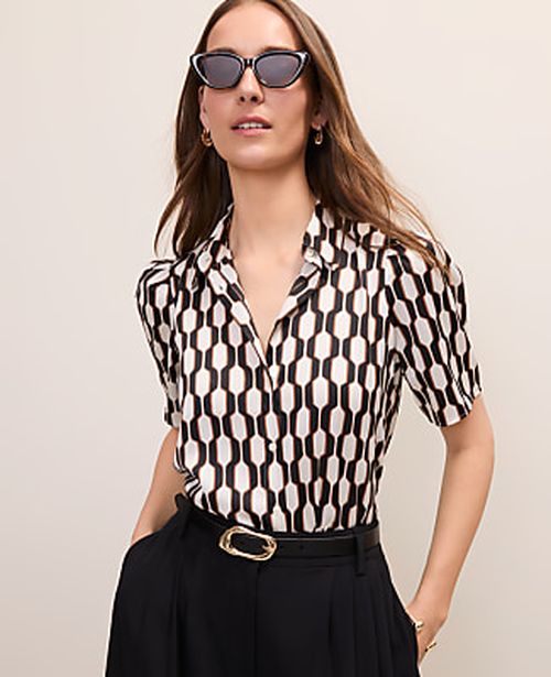 Ann Taylor Geo Button Down Shirt